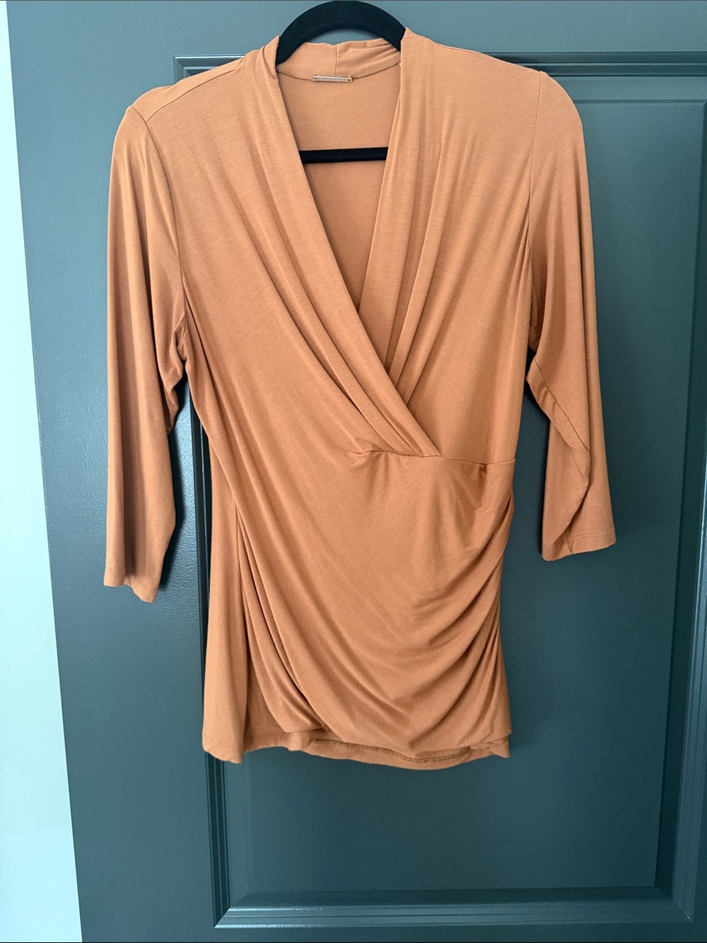 Women's Wrap-Style 3/4 Sleeve Top in Camel Ellie  TAHARI
